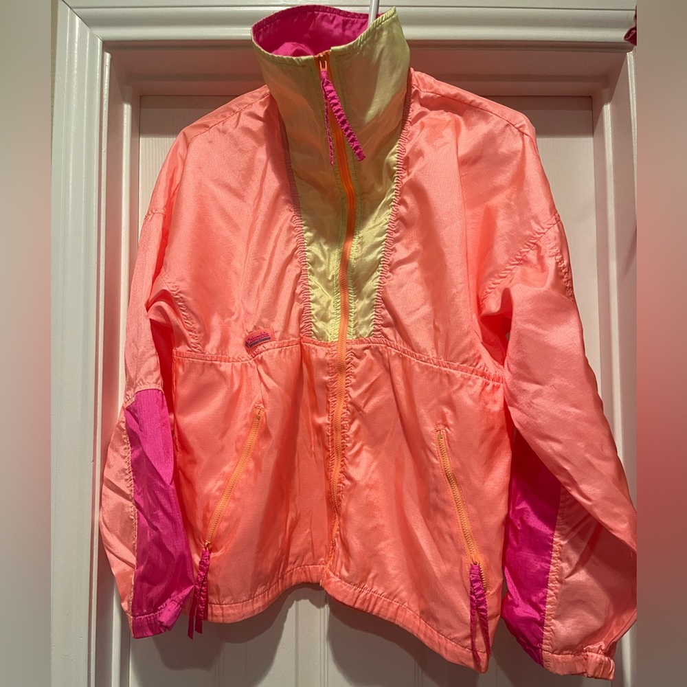 Vintage 80s/90s Women’s Columbia Neon Radial Sleeve Windbreaker